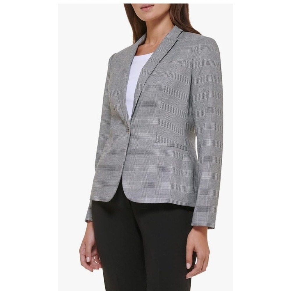 $149 Tommy Hilfiger womens Business Plaid Fitted Single Button Blazer Sz10 - Picture 4 of 8